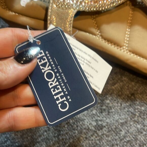 Cherokee Sparkling Gold Sandals NWT Size 10 - Picture 3 of 7